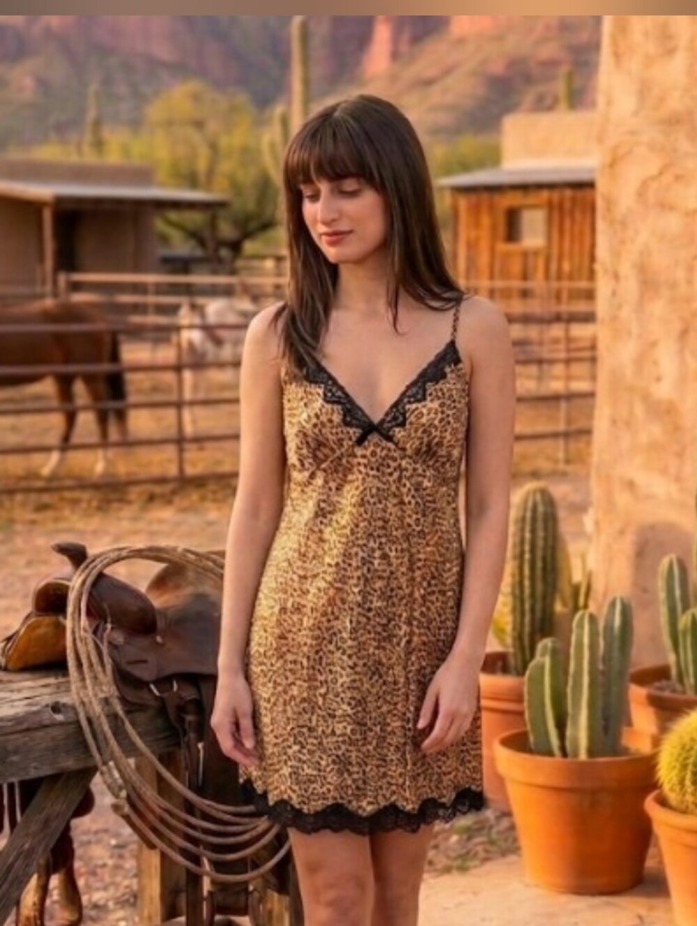 Gilligan & O'Malley Cheetah Print Satin Slip Dress